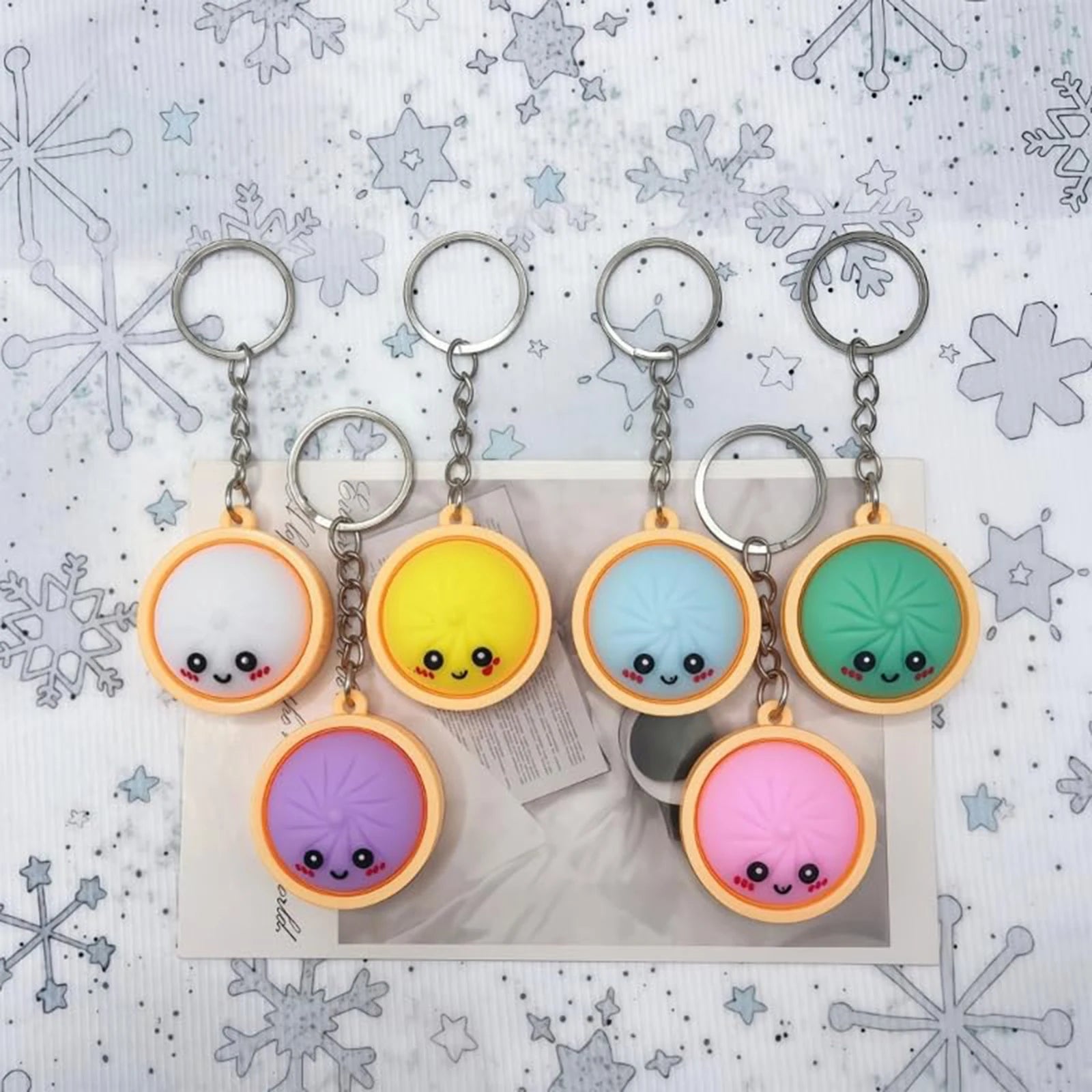 Dumpling Keyboard Clicker Fidget Keychain | Stress Relief Toy | 4, 6 or 12 Pack