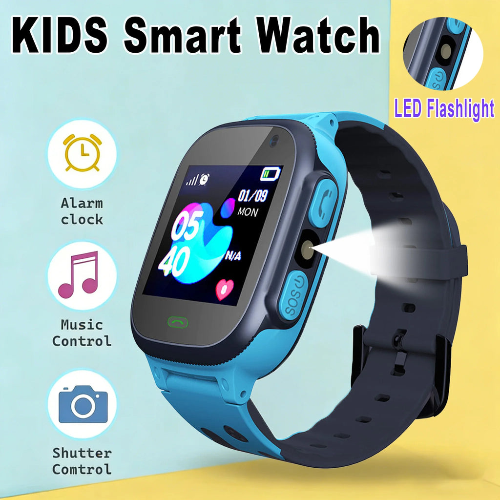 Kids Smart Watch 2026 Men Women 1.44 Inch HD Screen SOS GPS LED Flashlight Two-Waycalling Mathematical Calculation Smartwatch
