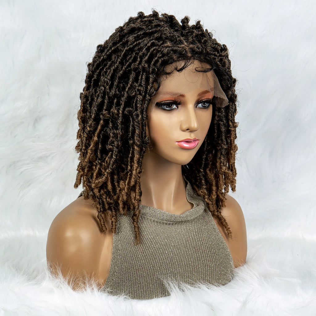 Synthetic Lace Front Wig Braided Wigs Dreadlock Wig 16 inches Short Knotless Butterfly Locs Wigs for Black Women Synthetic Wig