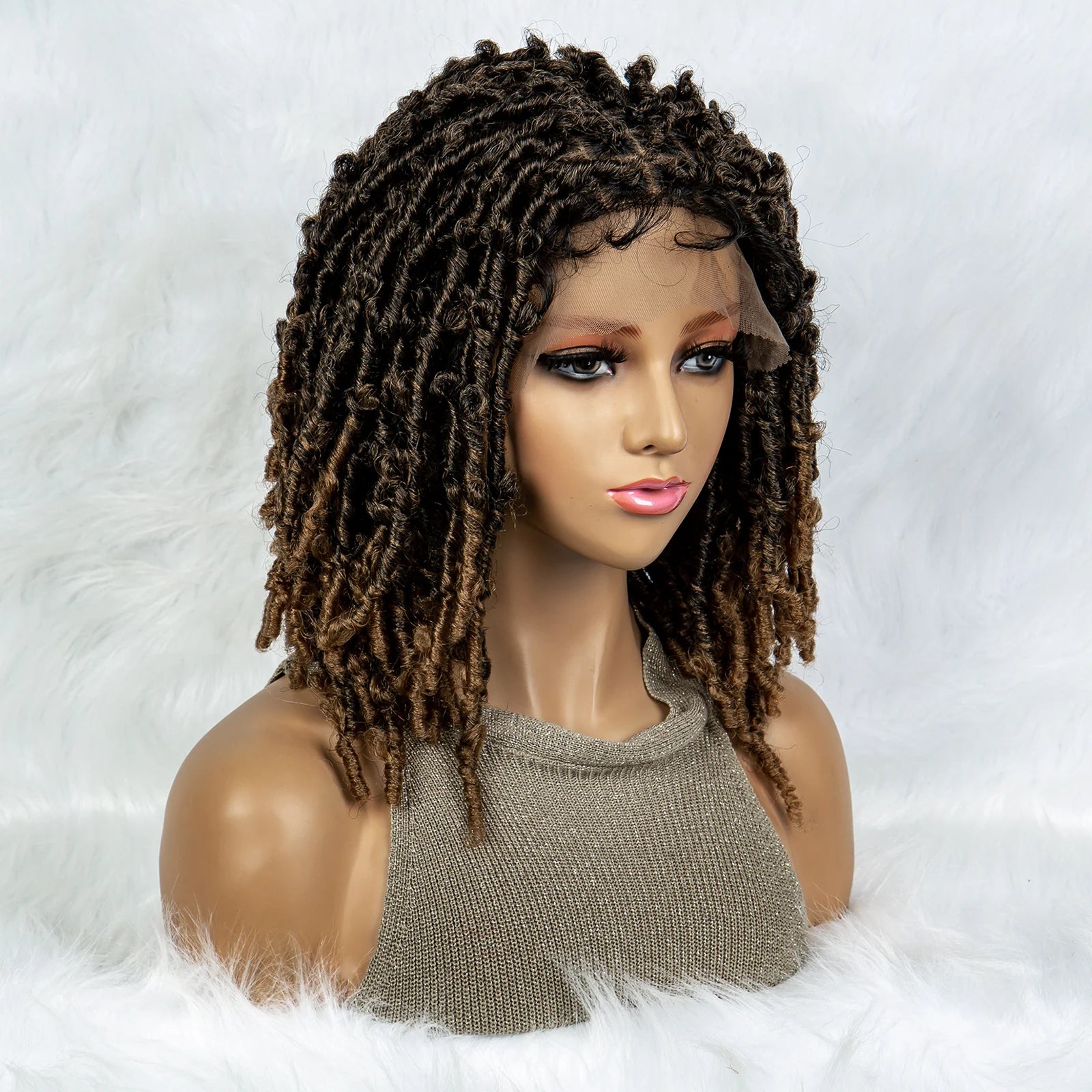 Synthetic Lace Front Wig Braided Wigs Dreadlock Wig 16 inches Short Knotless Butterfly Locs Wigs for Black Women Synthetic Wig