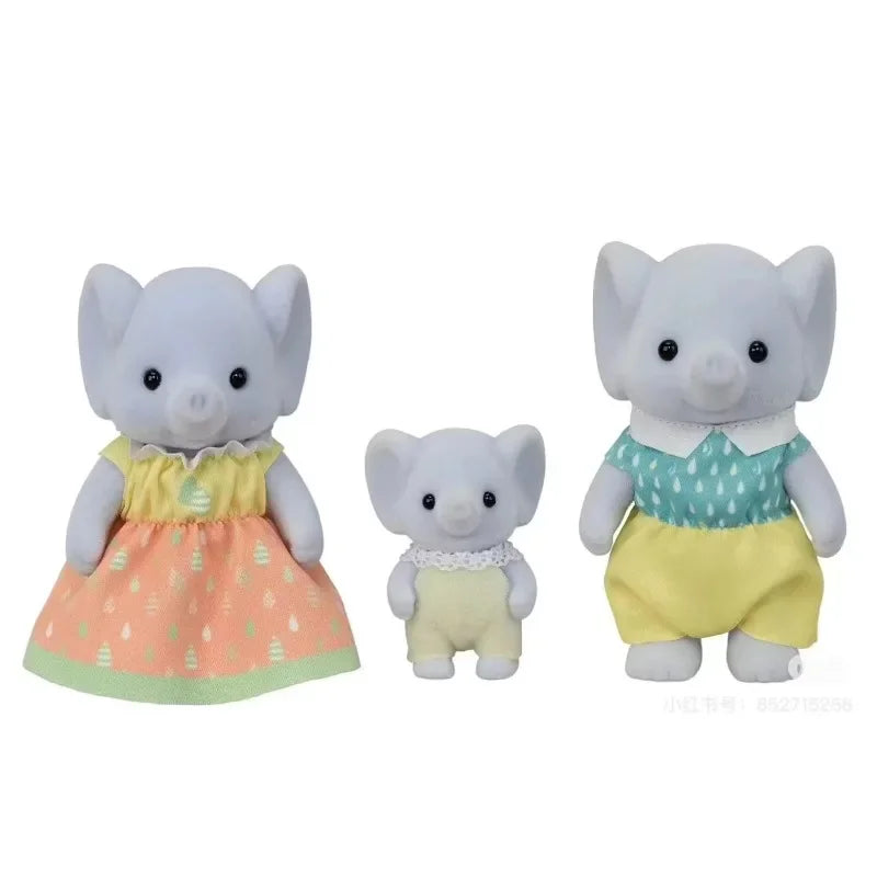 Sylvanian Families Anime Girl Figures ternurines  Authentic   Calico critters Furniture Set  elephant family trio 5771