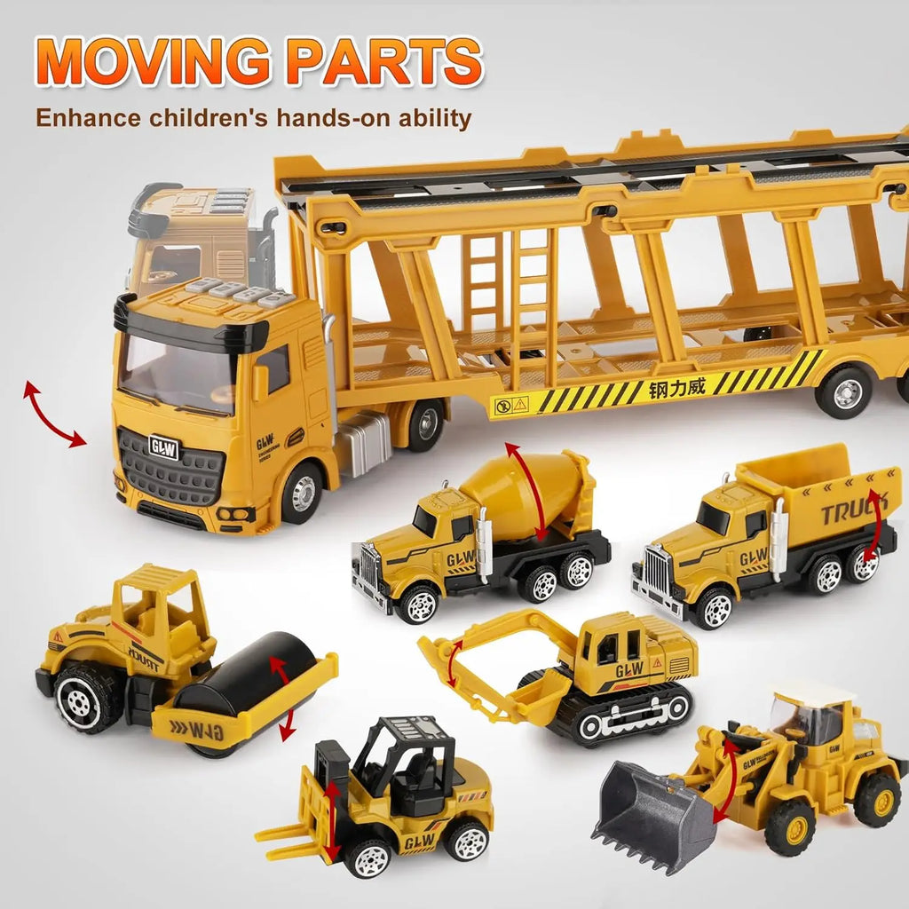 Construction Carrier Trucks Toy Set Highly Simulated Driving Model Vehicles Wheel Loaders Rollers Transport Trucks For Children