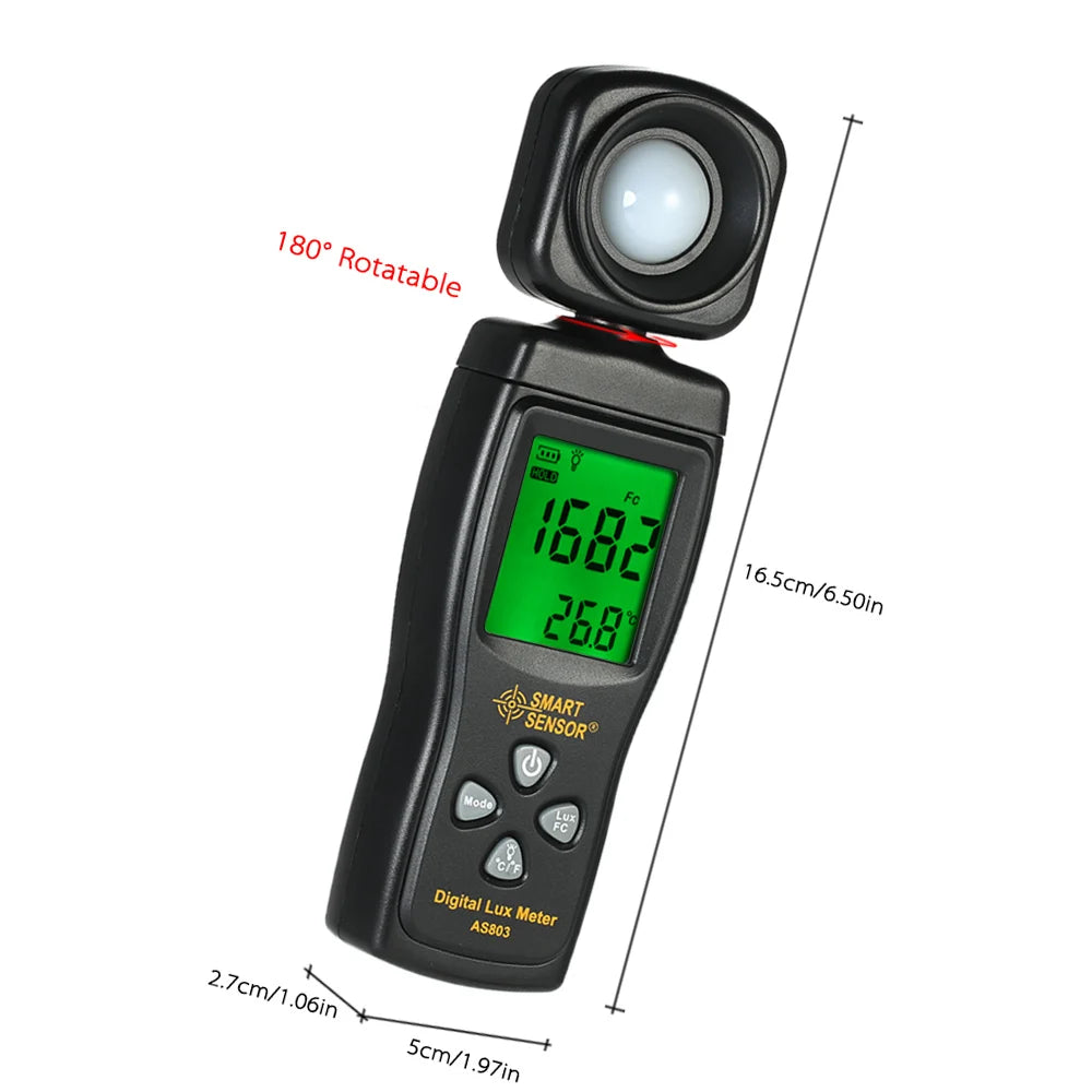 Mini Digital Lux Meter LCD Display Handheld Illuminometer Luminometer Photometer Luxmeter Light Meter 0-200000 Lux