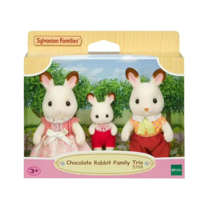 Sylvanian Families Anime Girl Figures Calico Critters Furniture Set Floral Cat Chocolate Rabbit Elephant Panda Family Trio Girts