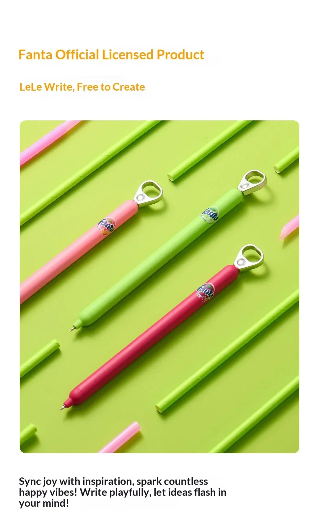 KACO x Fanta Pull-Tab Gel Pens,Creative Ins Signature Pen,0.5mm Quick Drying&Comfortable Grip Fun&Stess Relief Kawaii Stationery