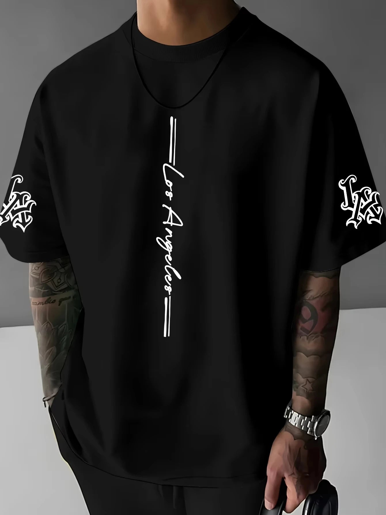 Men's Casual Letter Print T-Shirt – Breathable Cotton Round Neck Tee