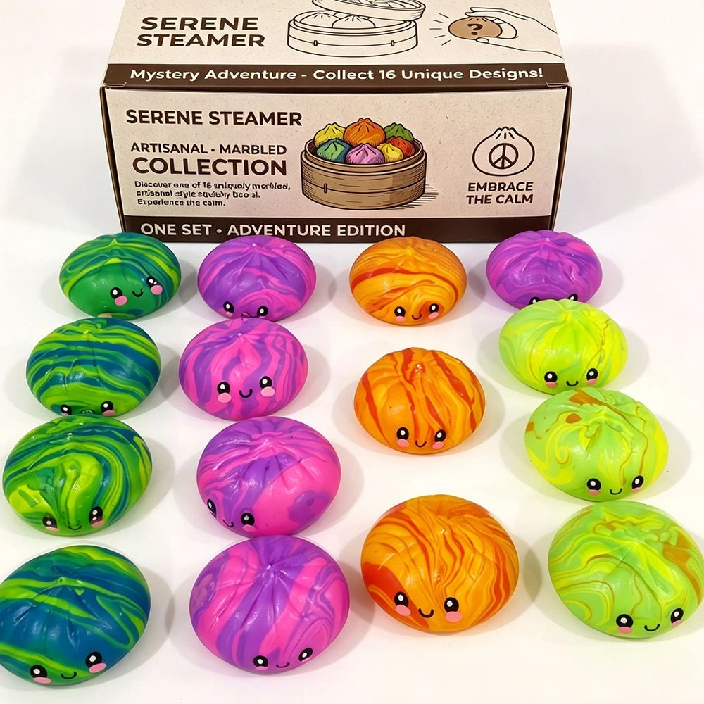 Glitter Bao Bun Squishy | Water Bead Filled Stress Relief Squeeze Toy | Desk Companion