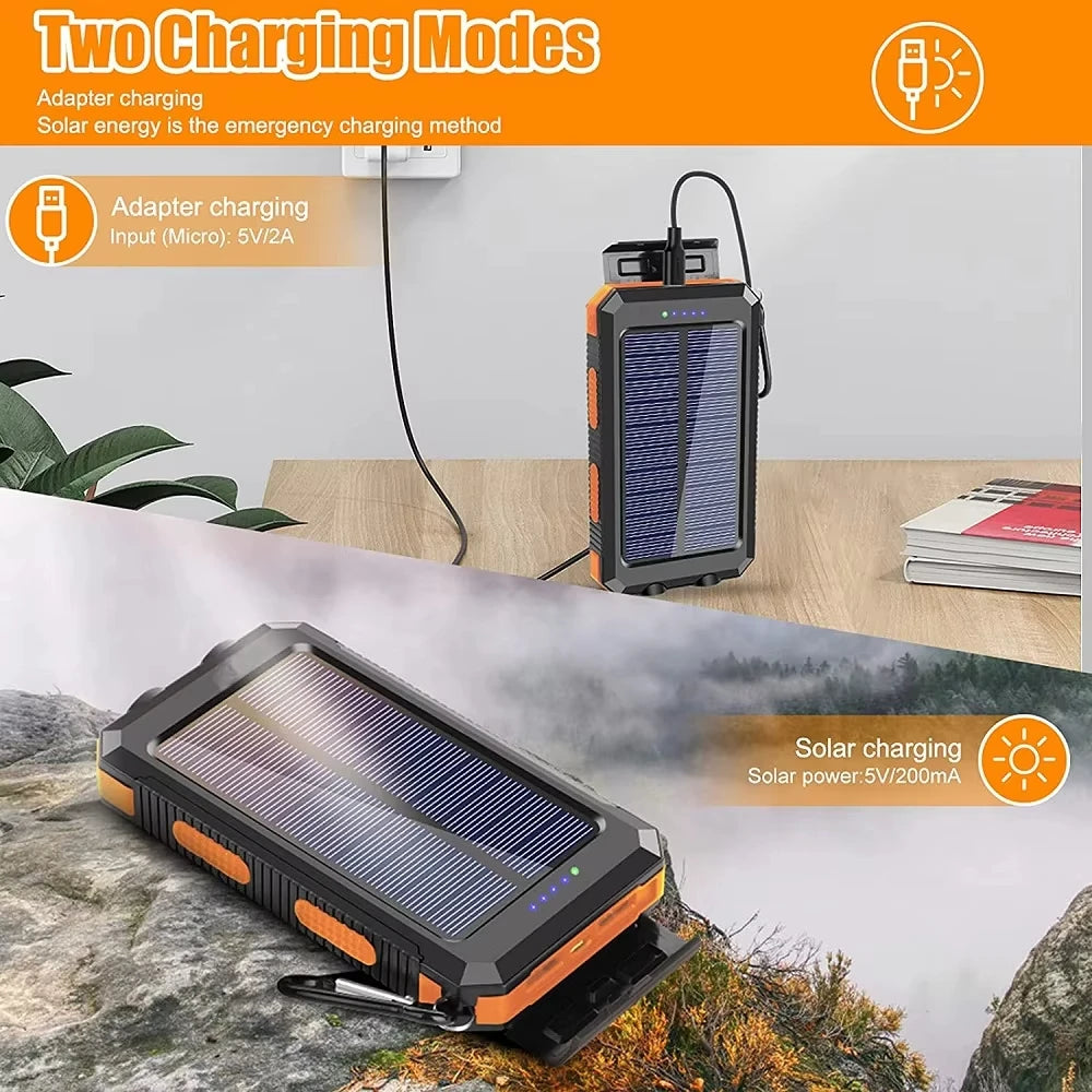Solar Power Bank 80000mAh Portable Power Bank External Battery Fast Charging Strong Light LED Light for All Smartphones