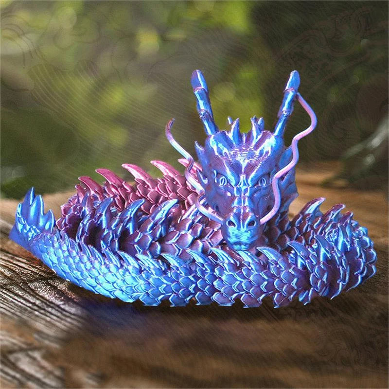 3D Printed Chinese Dragon Figurine - Movable Joints Collectible