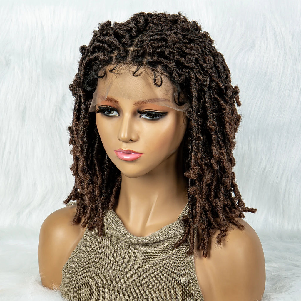 Synthetic Lace Front Wig Braided Wigs Dreadlock Wig 16 inches Short Knotless Butterfly Locs Wigs for Black Women Synthetic Wig