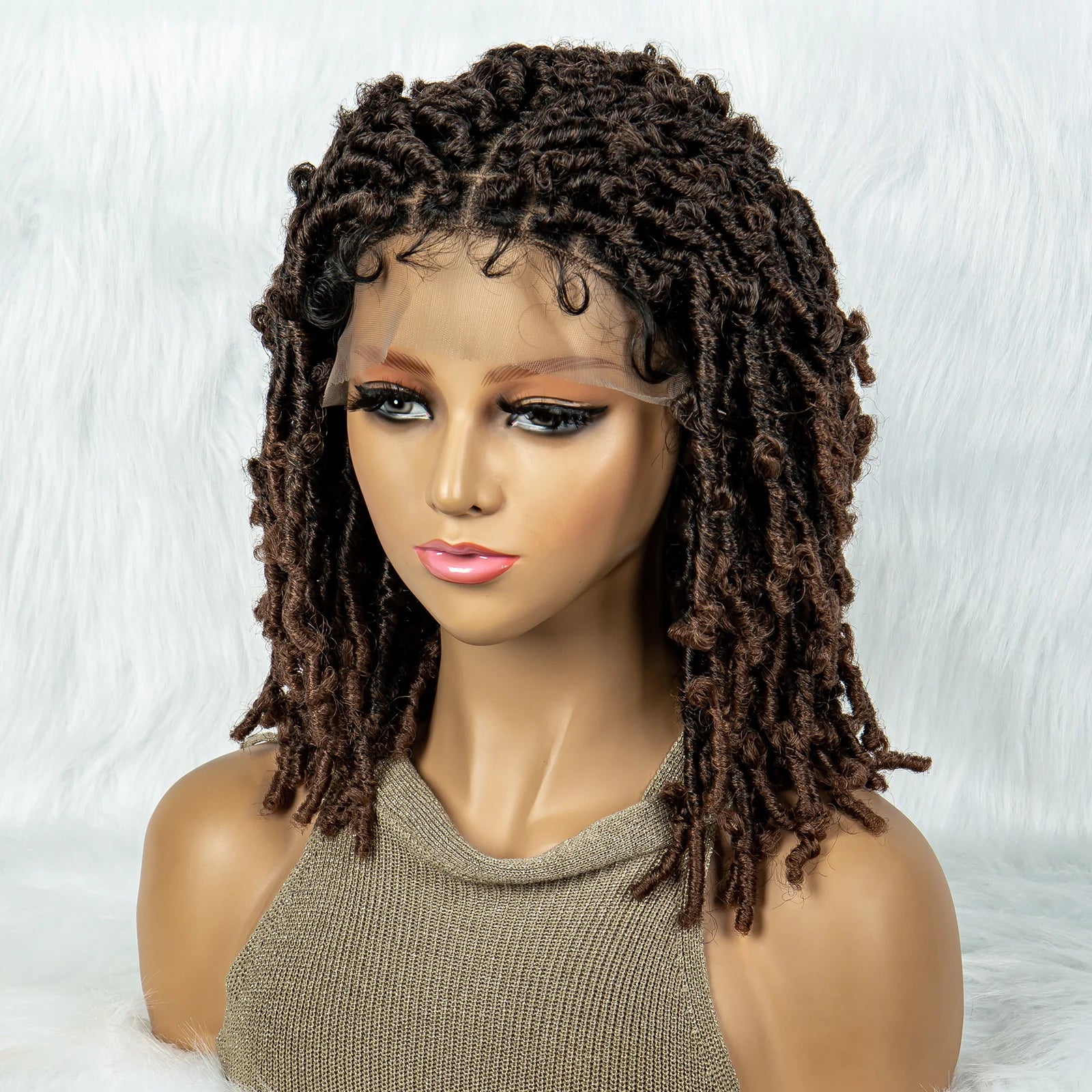 Synthetic Lace Front Wig Braided Wigs Dreadlock Wig 16 inches Short Knotless Butterfly Locs Wigs for Black Women Synthetic Wig