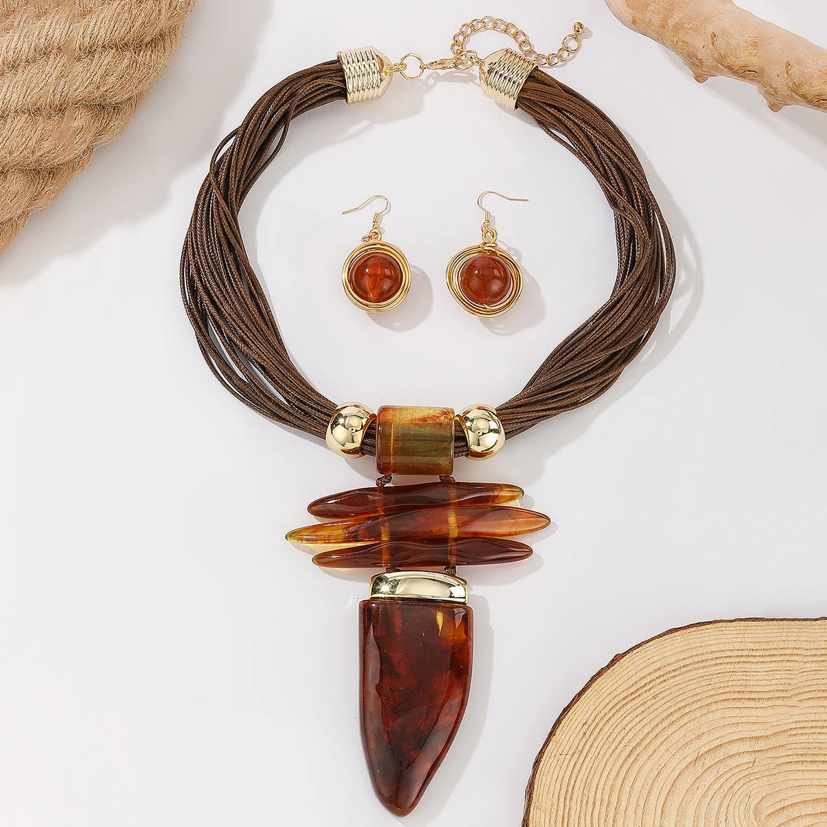 Western Turquoise Statement Necklace & Earrings Set