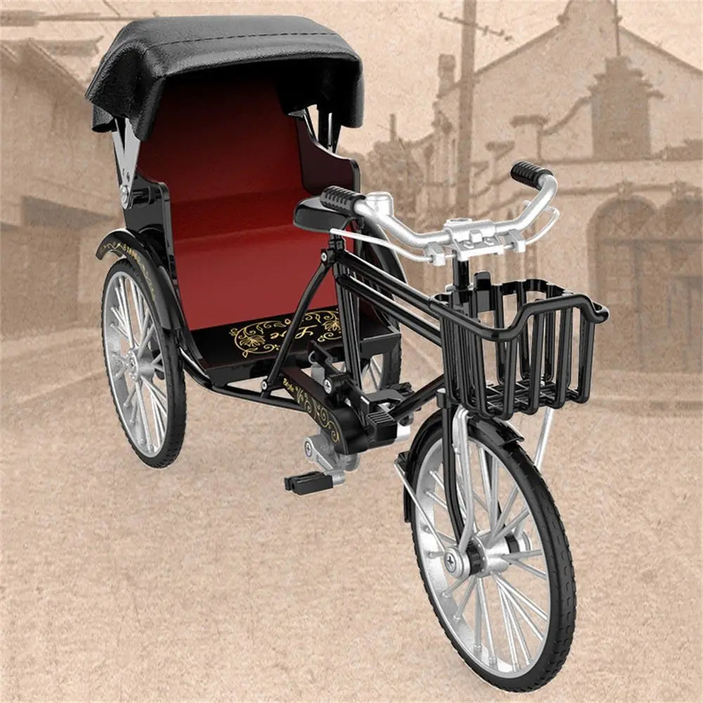 Kids Toy Vintage Classic Tricycle Model Metal Diecast Three Wheeled Simulation Tricycle Toy 1:12 Alloy Model Collectibles Gift