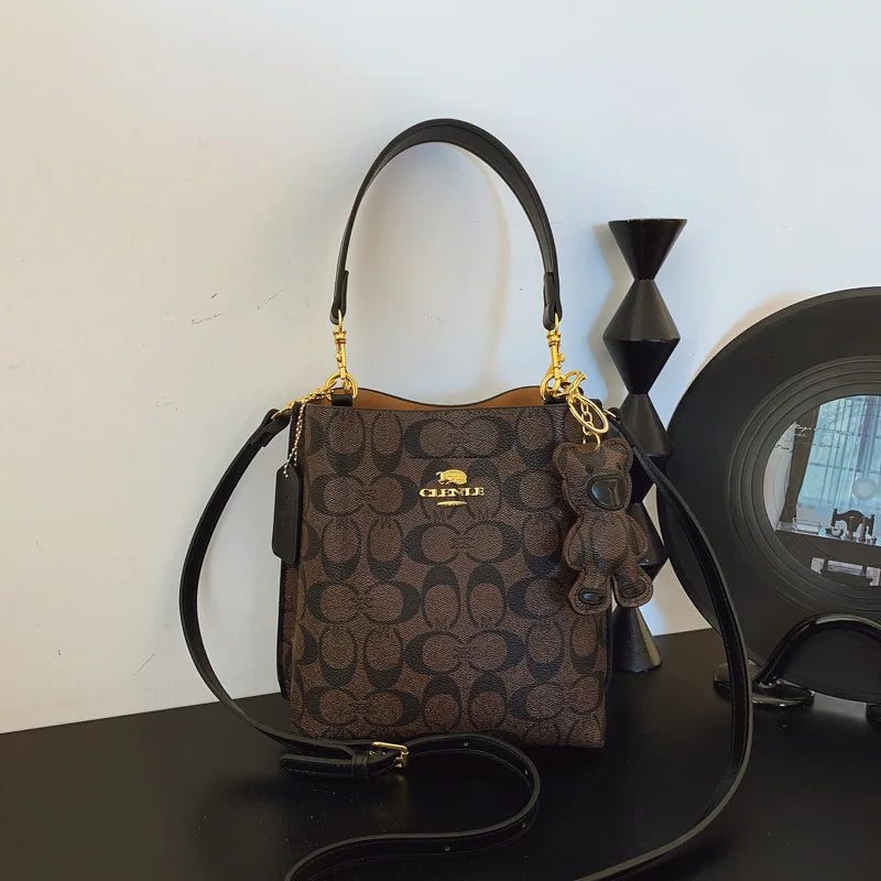 Unisex PU Bucket Bag with Magnetic Buckle
