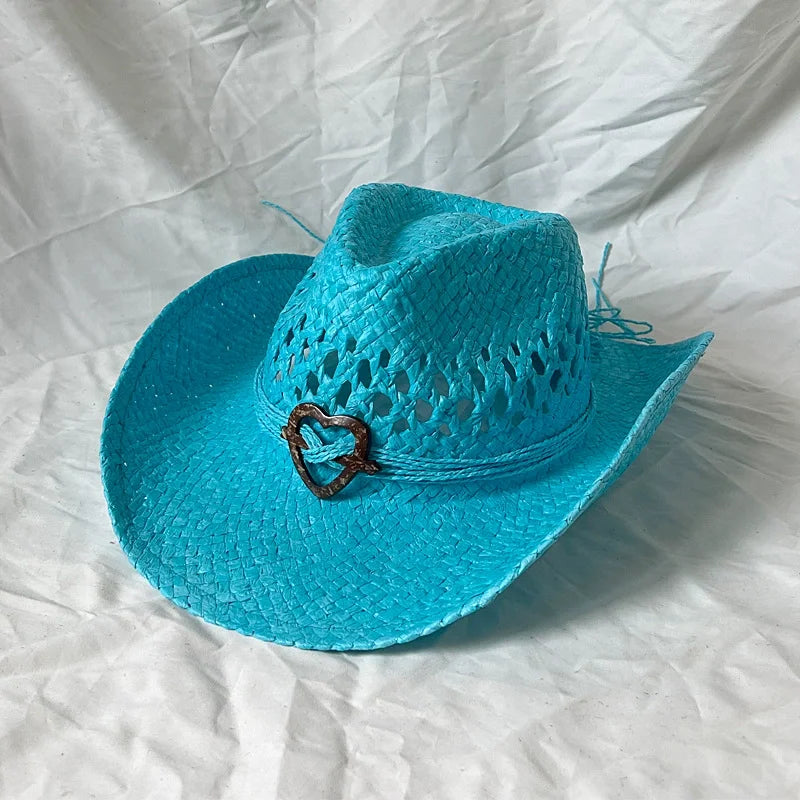 Women's Straw Cowgirl Hat – Wide Brim Shapeable Western Beach Sun Hat | Coastal Cowgirl Style