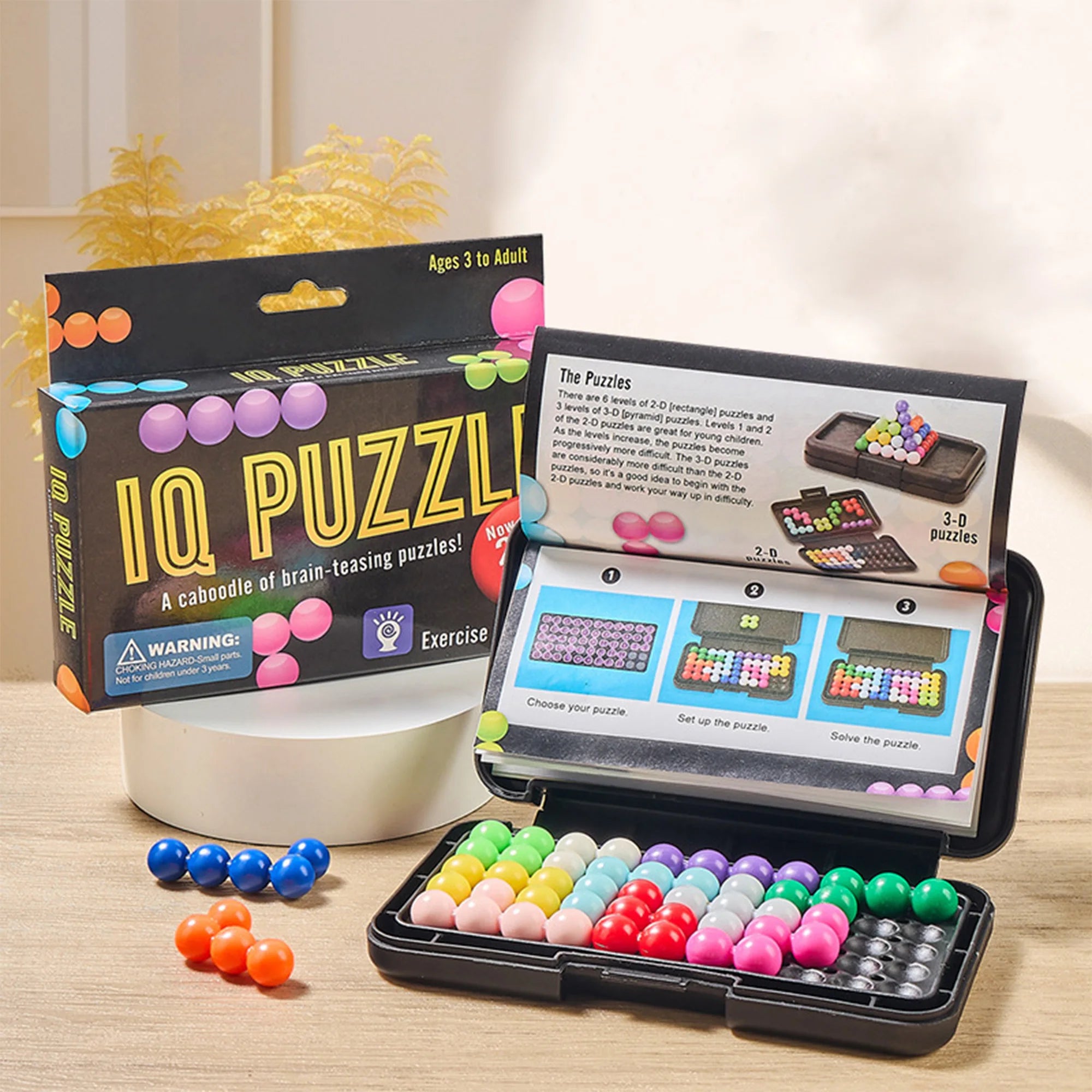 120 Challenges IQ 3D Pyramid Puzzle Board Game | Montessori Logic Toy for Kids