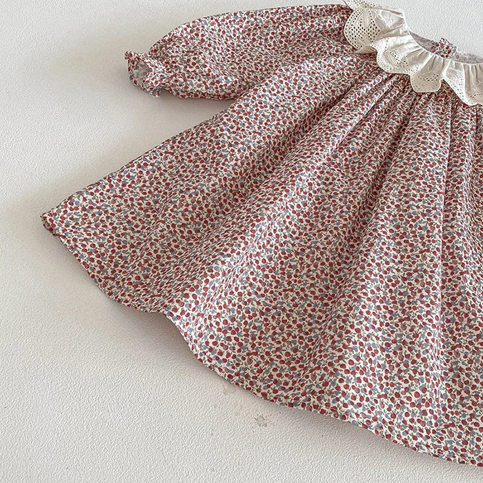 2026 New Spring Sister Dress Kids Princess Dresses Long Sleeved Cotton Print 2-7Yrs Girl Party Dress Baby Girl Romper