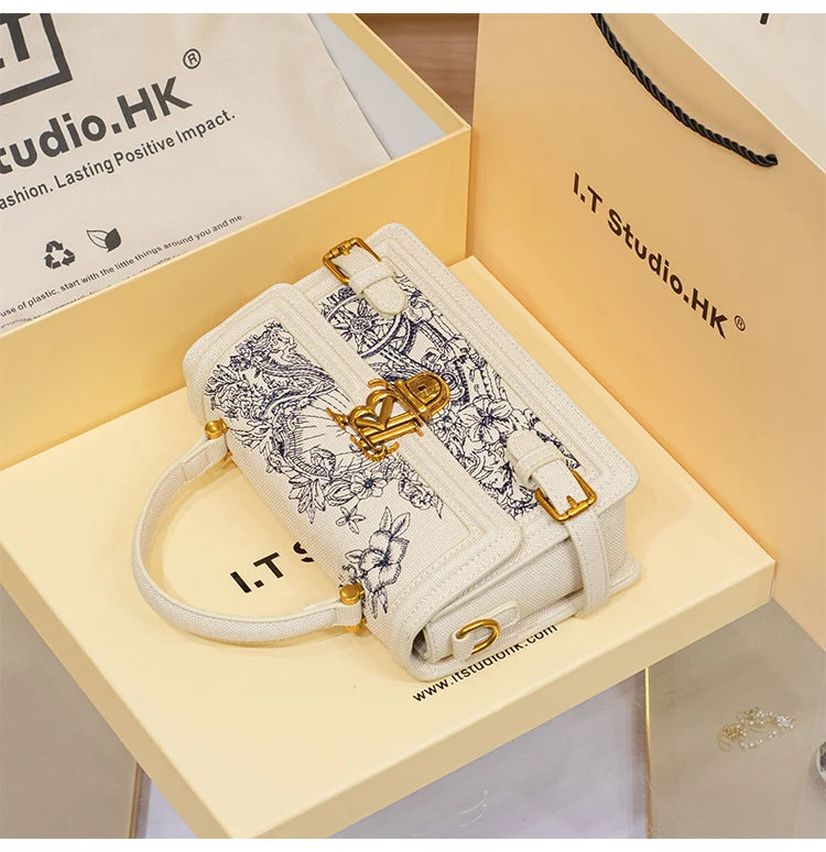 Women's Embroidered Floral Satchel Crossbody Bag
