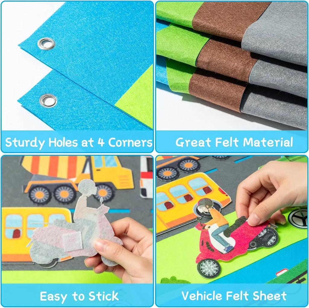 Felt Story Board Set Toy for kids Farm Animals Vehicle Preschool Education Early Learning Interactive Play Mat Wall Hanging Gift