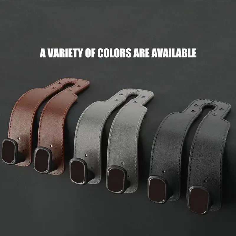 PU Leather Car Purse Hook & Headrest Hanger Organizer