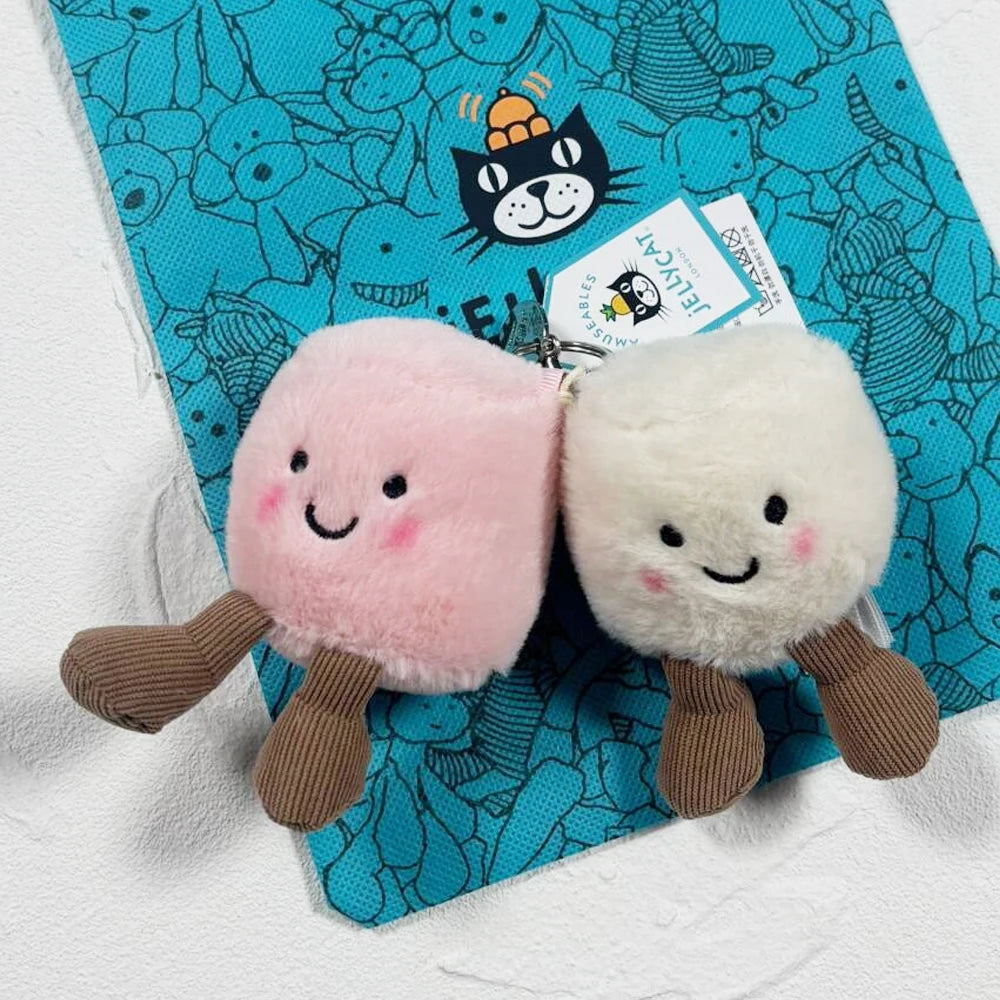 Jellycat-Style Cotton Candy Plush Keychain | Two-Tone Soft Doll Car Pendant — Holiday Gift