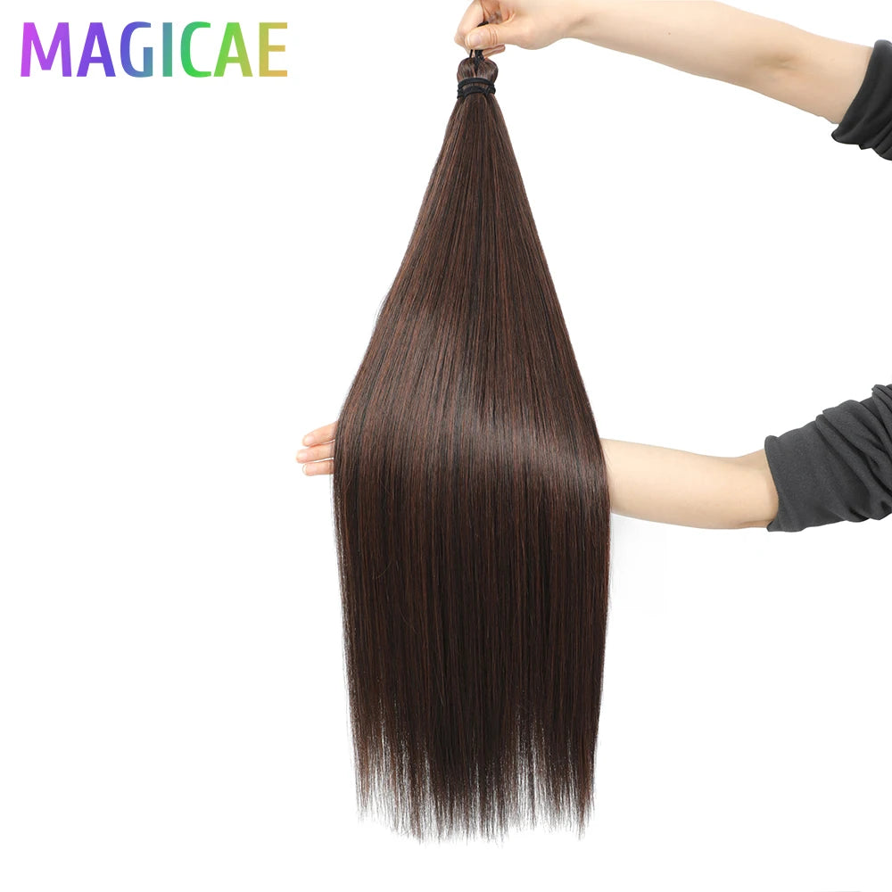 Braids Crochet 3Pcs 28Inches 300grams Synthetic Straight Bundles Orange Highlight Brown Braiding Hair Ombre Blond Gray White 60#