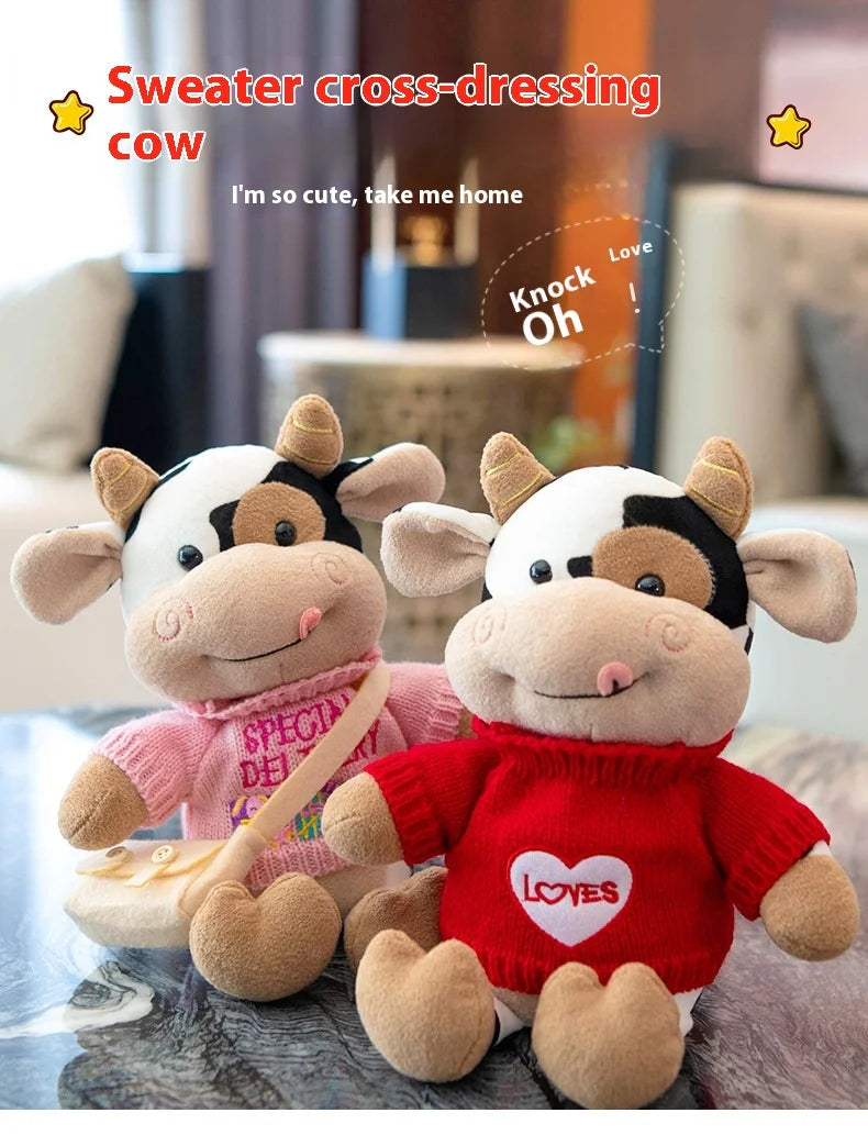Cute Cow Plush Stuffed Animal Doll — 30cm