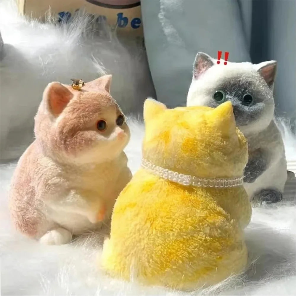 Taba Squishy Cute Flocking Cat  Fidget Toy Extra Large Sensory Stress Relief Toy for Kids Adults Anxiety Relaxation Squeeze Gift