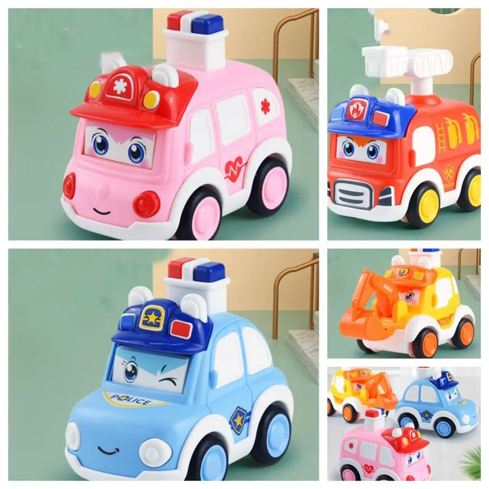 Interactive Police Car Press and Go Car Toy Vehicle Pull Back Push and Go Cars Fire Truck Mini Vehicles Wind-up Cars Toys Gift