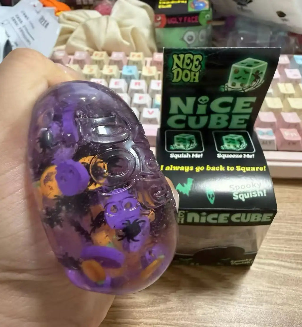 Halloween Spooky Gel Squeeze Cube Sensory Fidget Toy | Pumpkin Spider Skull Anxiety Relief