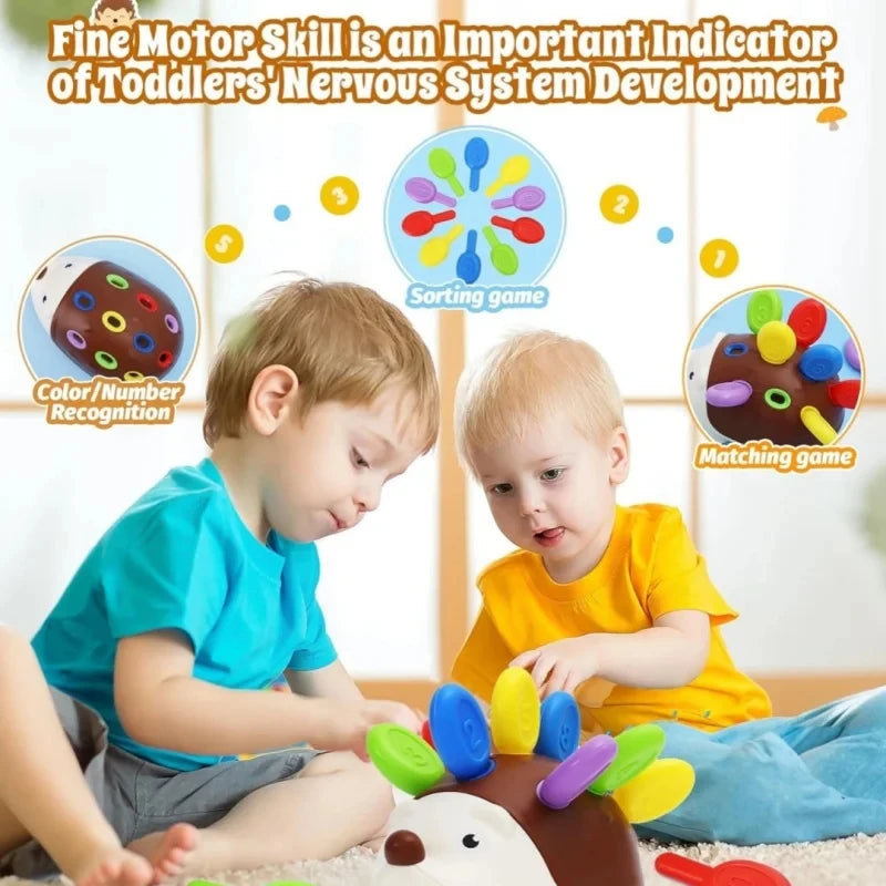 Montessori Sensory Hedgehog Animal Toy Set | Fine Motor & Nature-Themed Travel Toy for Ages 1-4