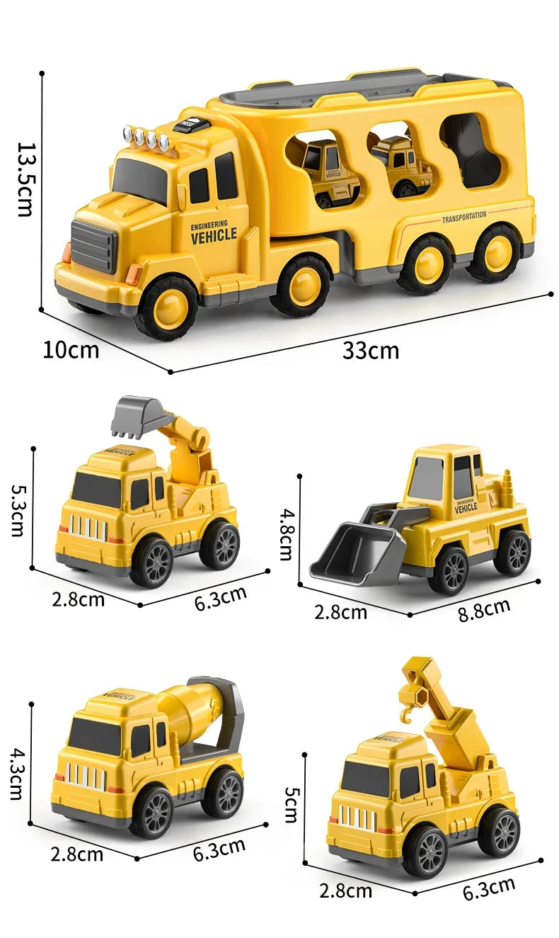 Wind-up Cars Toy engineering trucks heavy trucks police car fire trucks music light model set puzzle toys Boys Kids Gifts