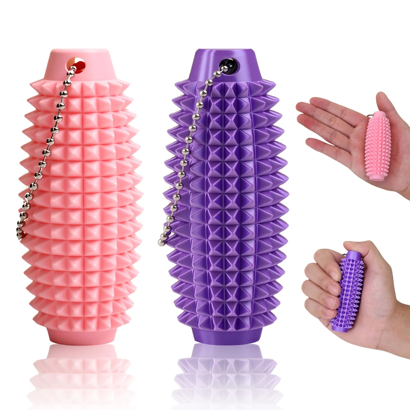 Mini Spiky Fidget Massage Keychain – 3D Silicone Pain Stim Sensory Toy for Anxiety Relief, Singles & 4-Pack