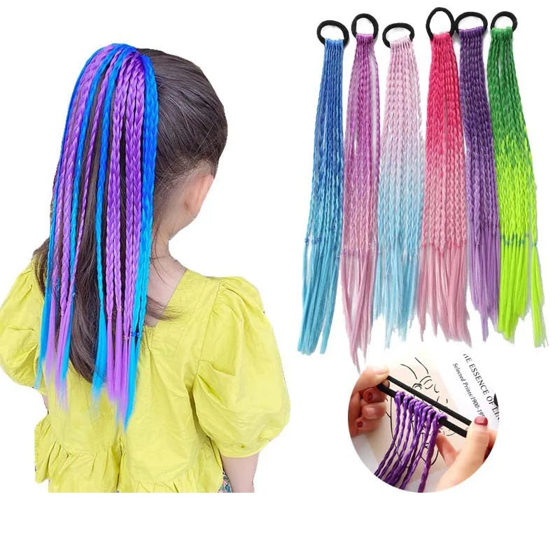 Korean Fashion Kids Wig Braids Girls Dirty Braid Hair Rope Children Gradient Barrettes Headwear Baby Kids Hair Accessories