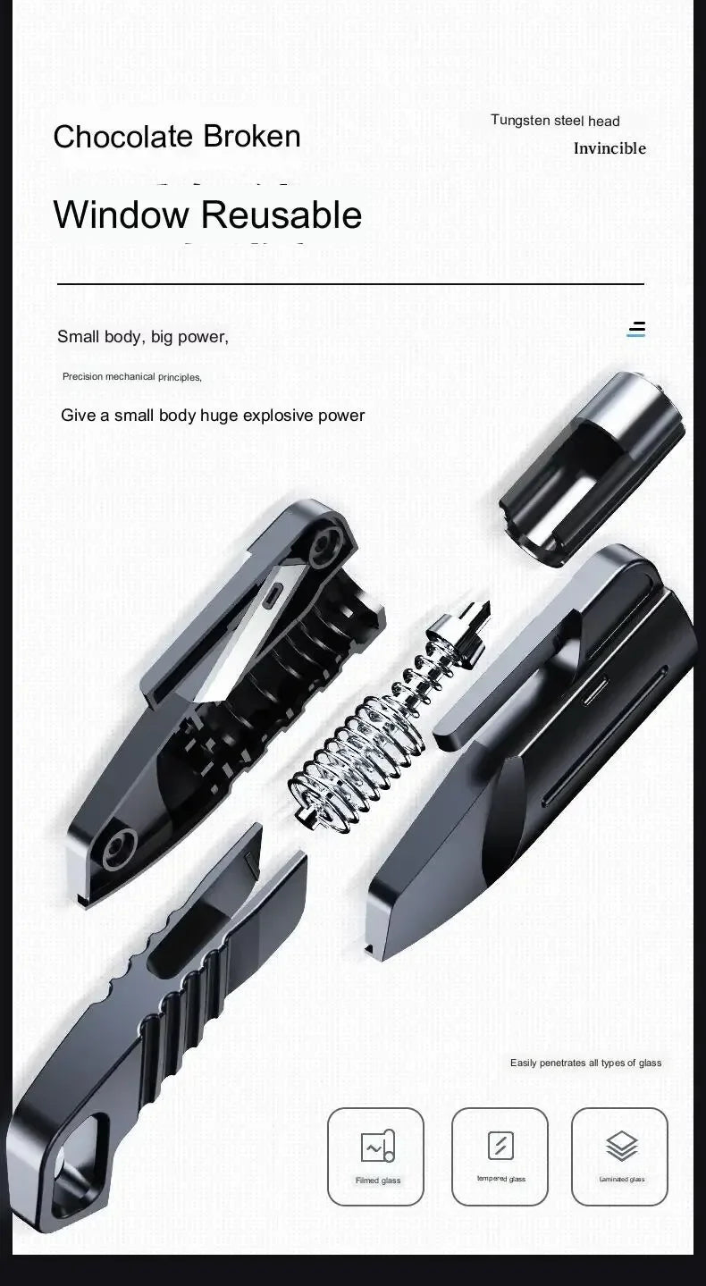 Emergency Escape Tool A5 Model Car Window Breaker with Seat Belt Cutter for Auto Safety and Life Saving Rescue Situations