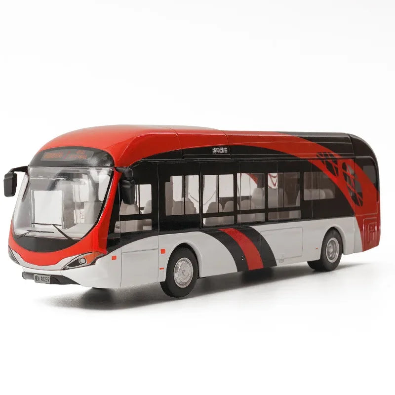 School Bus Car Model Diecast Metal Toy Vehicles City Bus Simulation Doors Openable Sound & Light Collection Kids Toys Gifts