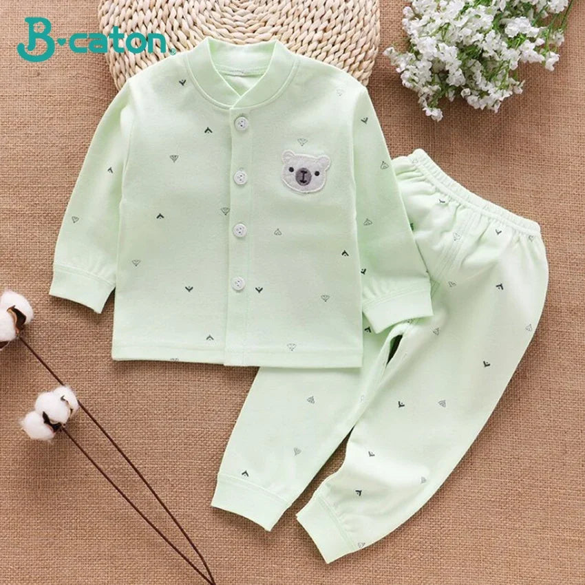 Baby Unisex 100% Cotton Cartoon Pajama Top & Pants Set