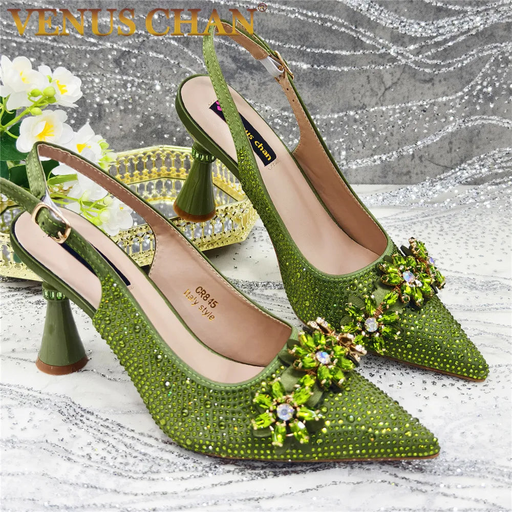 Women's Crystal Rhinestone Slingback Pumps – Luxury Wedding & Party Heels