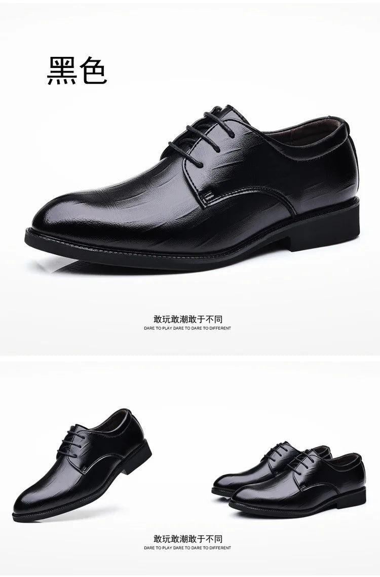 Men's Pointed Toe Oxford Leather Dress Shoes