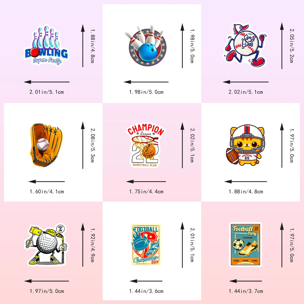 50 PCS Sports Stickers, Soccer Football Volleyball Golf Basketball Stickers, Sports Ball Stickers for phone