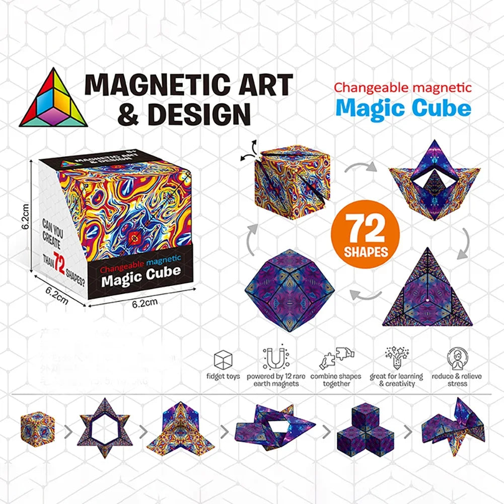 3D Dreamy Changeable Magnetic Magic Square Infinite Flippig Geometry Puzzle Game Antistress Fidget Toy Children Birthday Gift