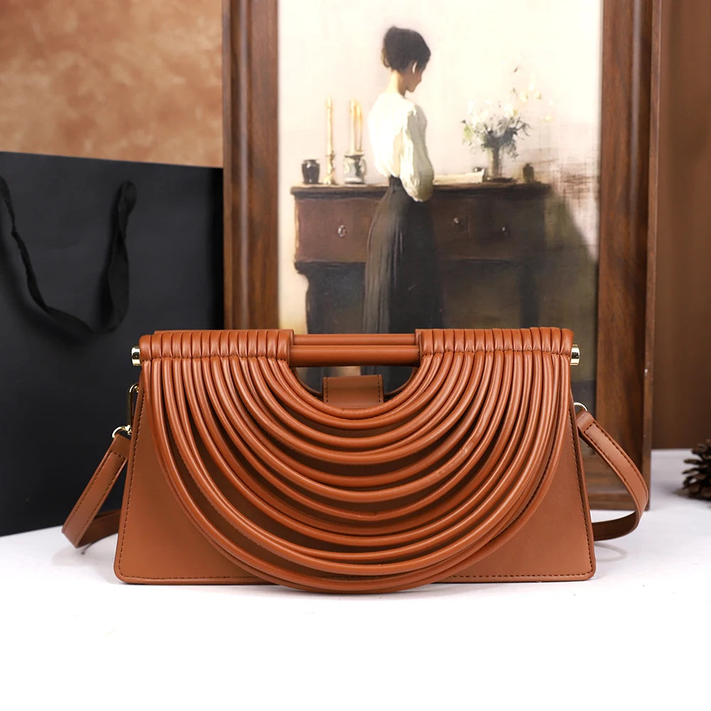Women's Woven Line Tassel Tote Handbag