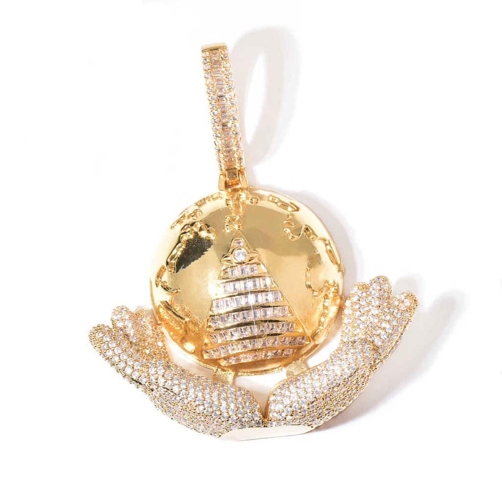Iced Out Hip Hop Pendant Necklace – Baguette CZ Half Round Charm | Gold & Silver