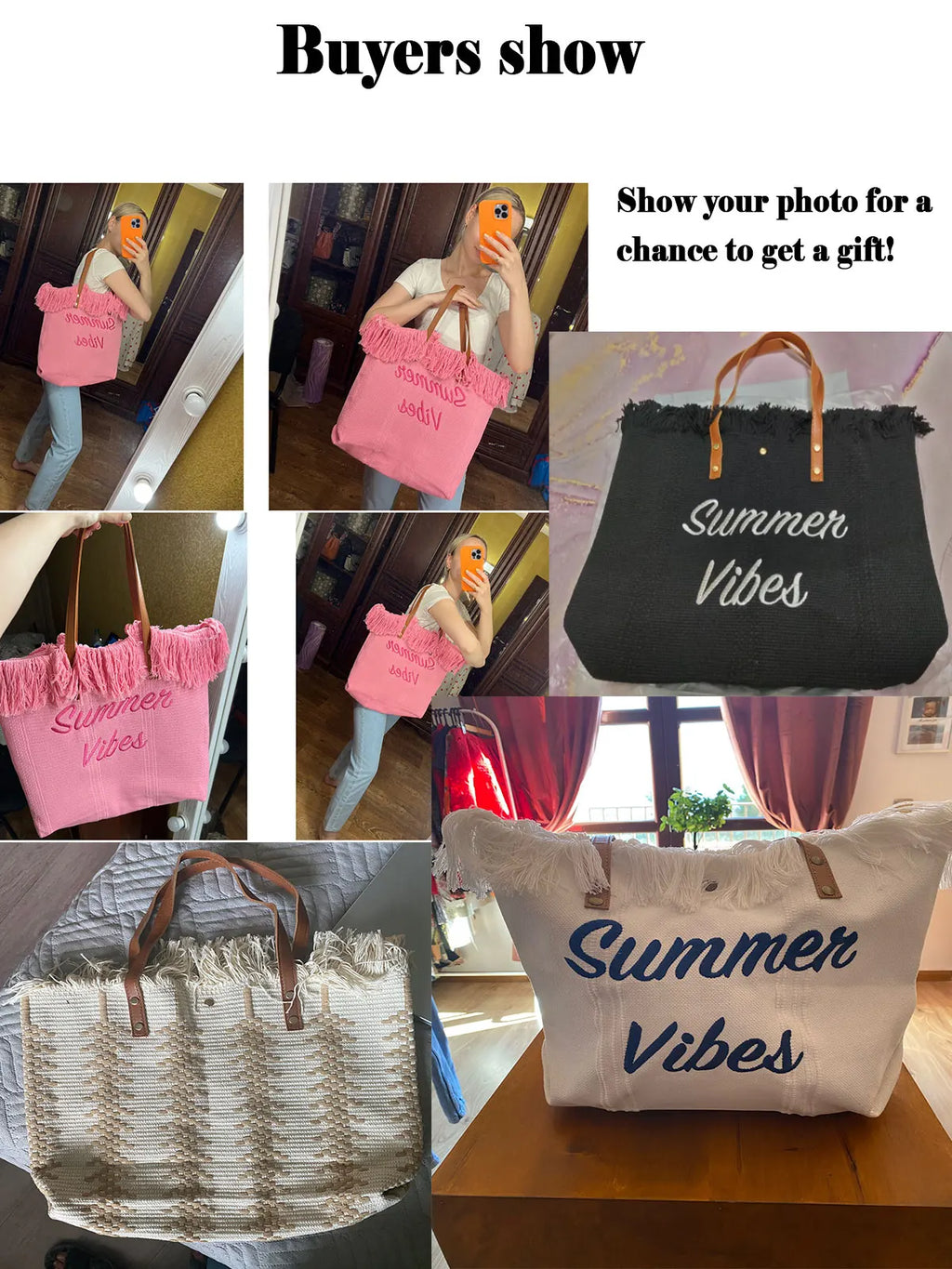 Women's Canvas Embroidered Letter Tote Bag