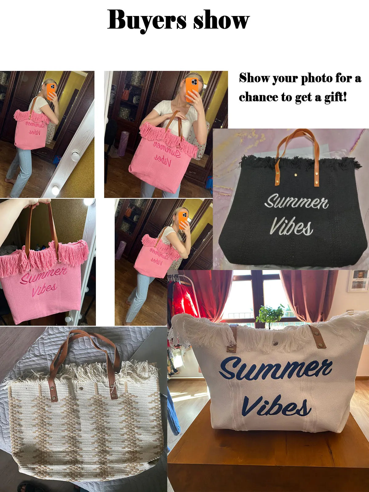 Women's Canvas Embroidered Letter Tote Bag