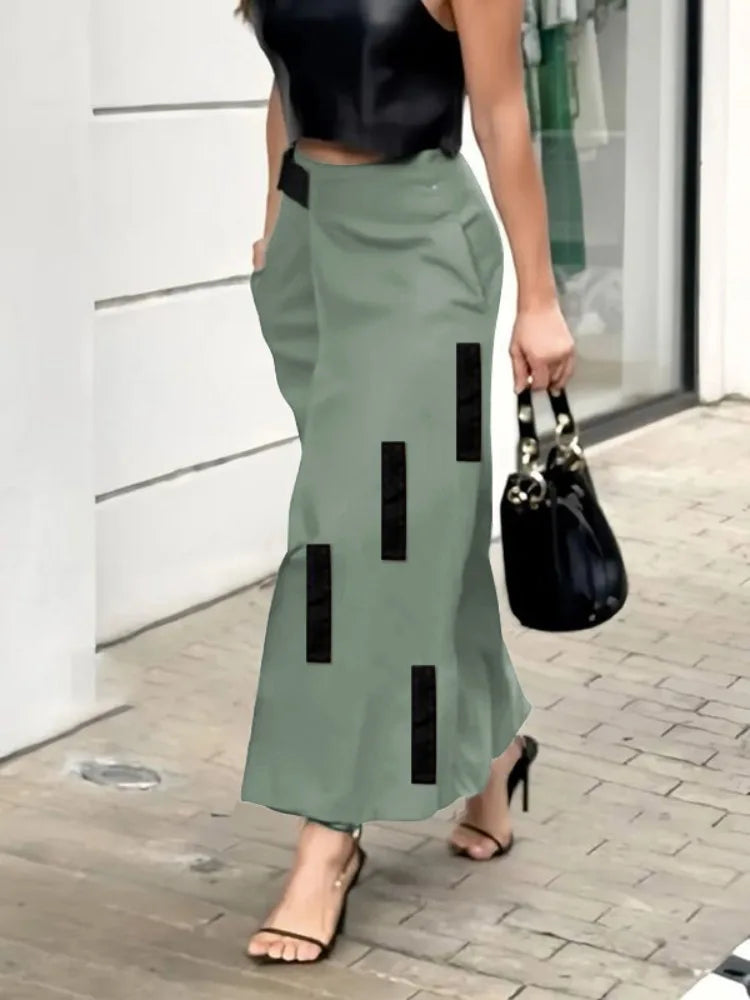 Women's Asymmetrical Hem Cotton Maxi Skirt