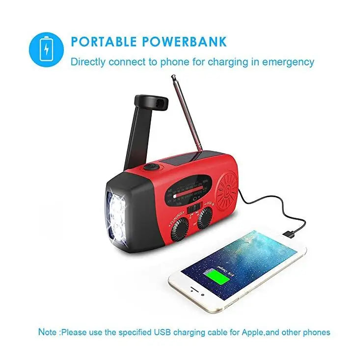 Emergency Weather 2000mAh Radio Portable Emergency Solar Radio Hand Crank Self Powered Phone Charger 3 Led Flashlight Am Fm