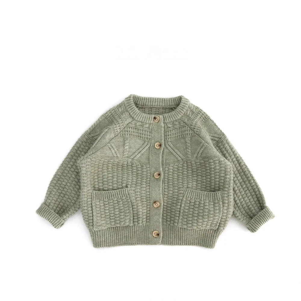 Kids Textured Knit Cardigan with Pockets — Unisex