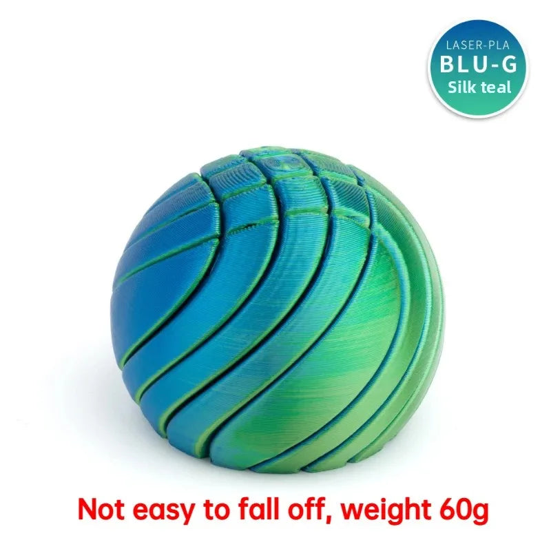 Twist Sphere 3D Printed Fidget Ball | Gear Rotating Liquid Flow Toy | Anxiety Relief | 3 Gradient Colors