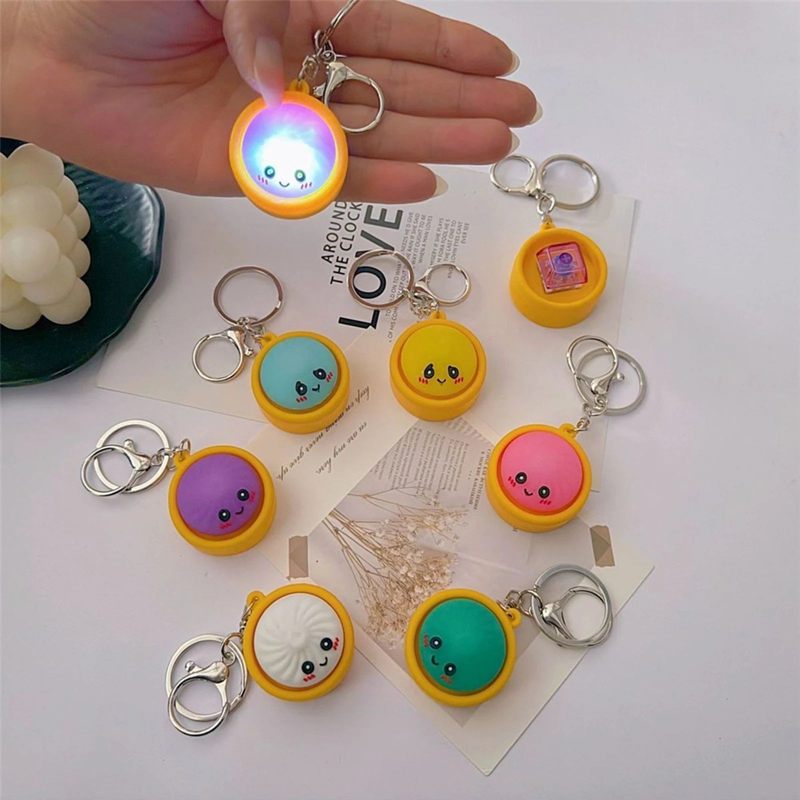 Dumpling Keyboard Clicker Fidget Keychain | Stress Relief Toy | 4, 6 or 12 Pack
